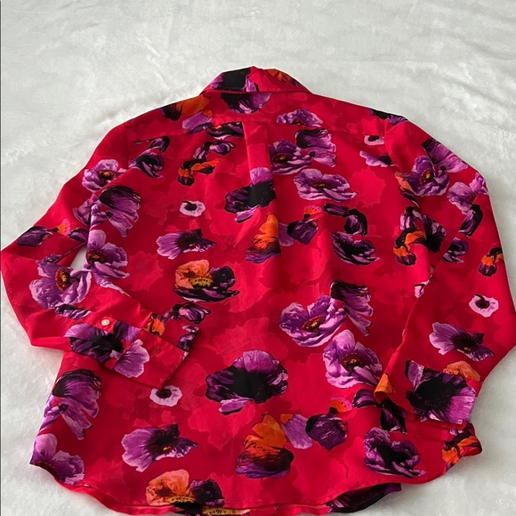 Vibrant Floral Button-Up Shirts - Pink & Black - Picture 4 of 8